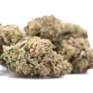 Astroboy THCa hemp flower greenhouse grown buds with frosty trichomes and bright green color
