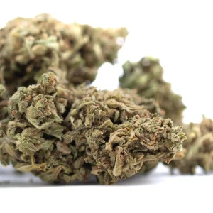 Bubba Kush CBD hemp flower dense frosty buds with orange pistils and rich green color