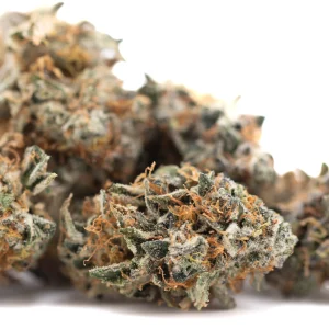 DEA-4 indoor THCa flower wholesale dense frosty buds with deep green color and bright orange pistils