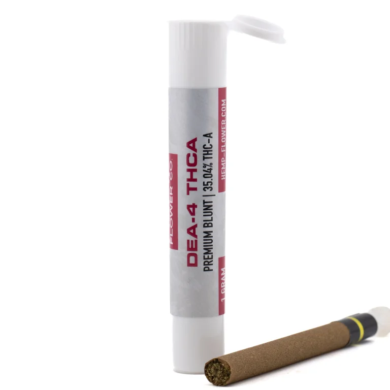 DEA‑4 THCa hemp blunt with indica genetics and resin‑rich hemp flower