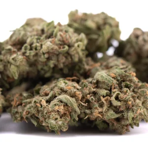 Emerald Fire THCa full term hemp flower dense outdoor buds with frosty trichomes and vibrant green color