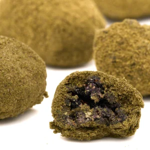 Gorilla Glue Delta 8 moon rocks hemp buds coated with extract and kief with dense texture