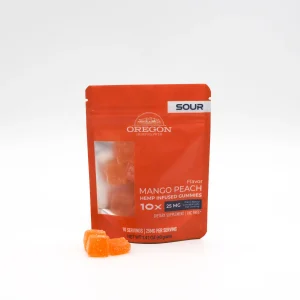 Sour Mango Peach CBD gummies 250mg colorful fruit flavored CBD gummies with sugar coating