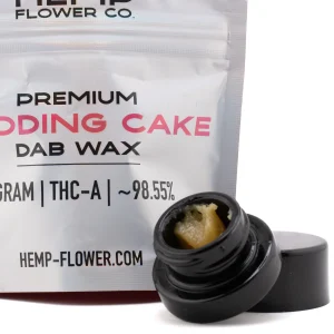 Wedding Cake THCa dab wax concentrate with creamy golden texture and vanilla cake terpene profile